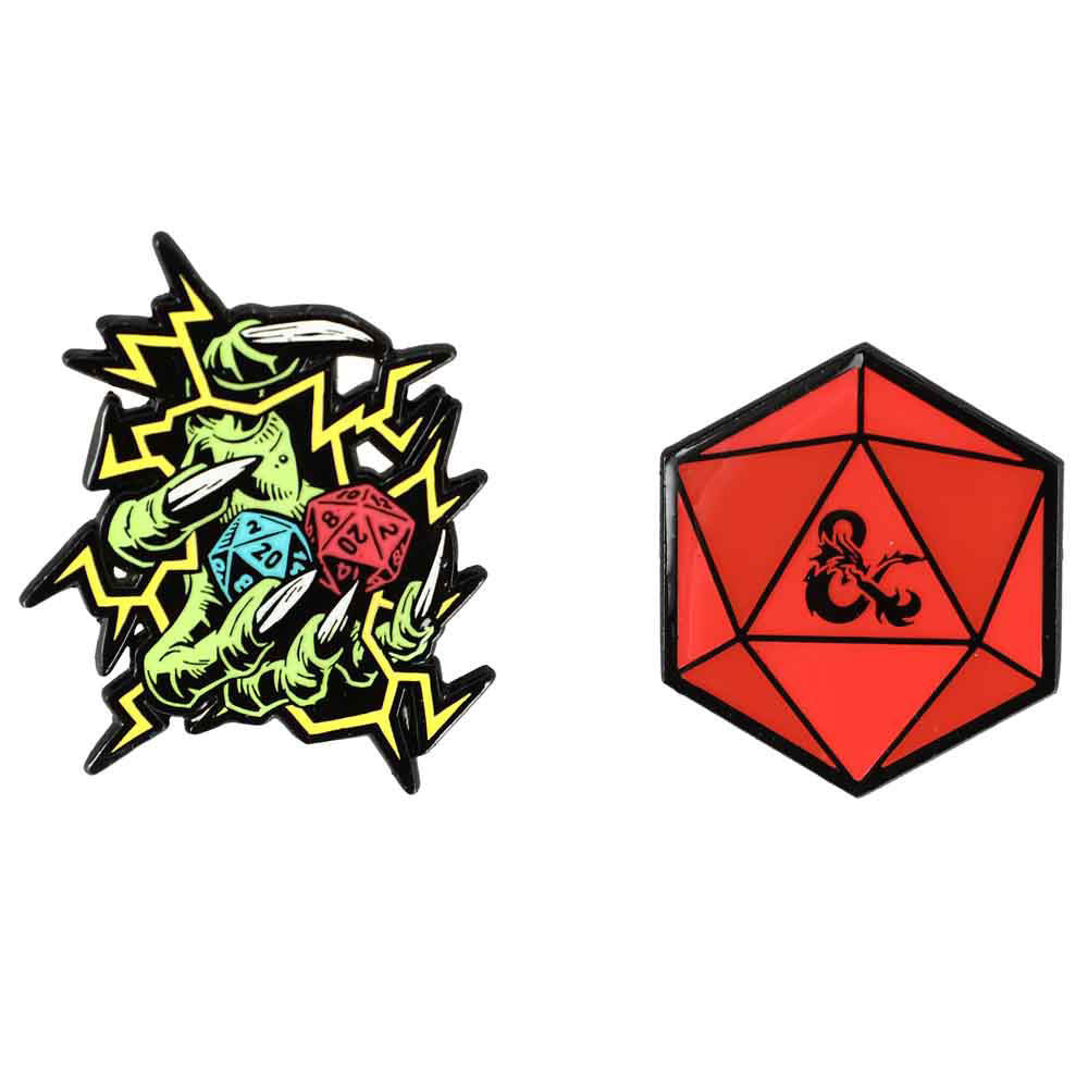 Dungeons & Dragons Lapel Pins & Lanyard Dice Box Set