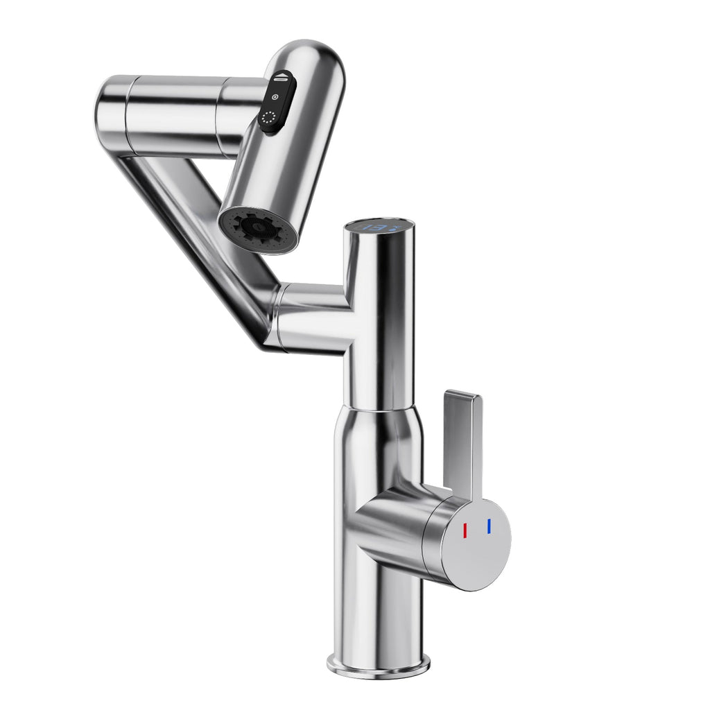 Chrome Bathroom Sink Faucet with Spray Function