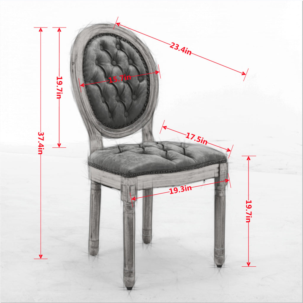 French Style Solid Wood Frame Antique Painting Dining Chair Set