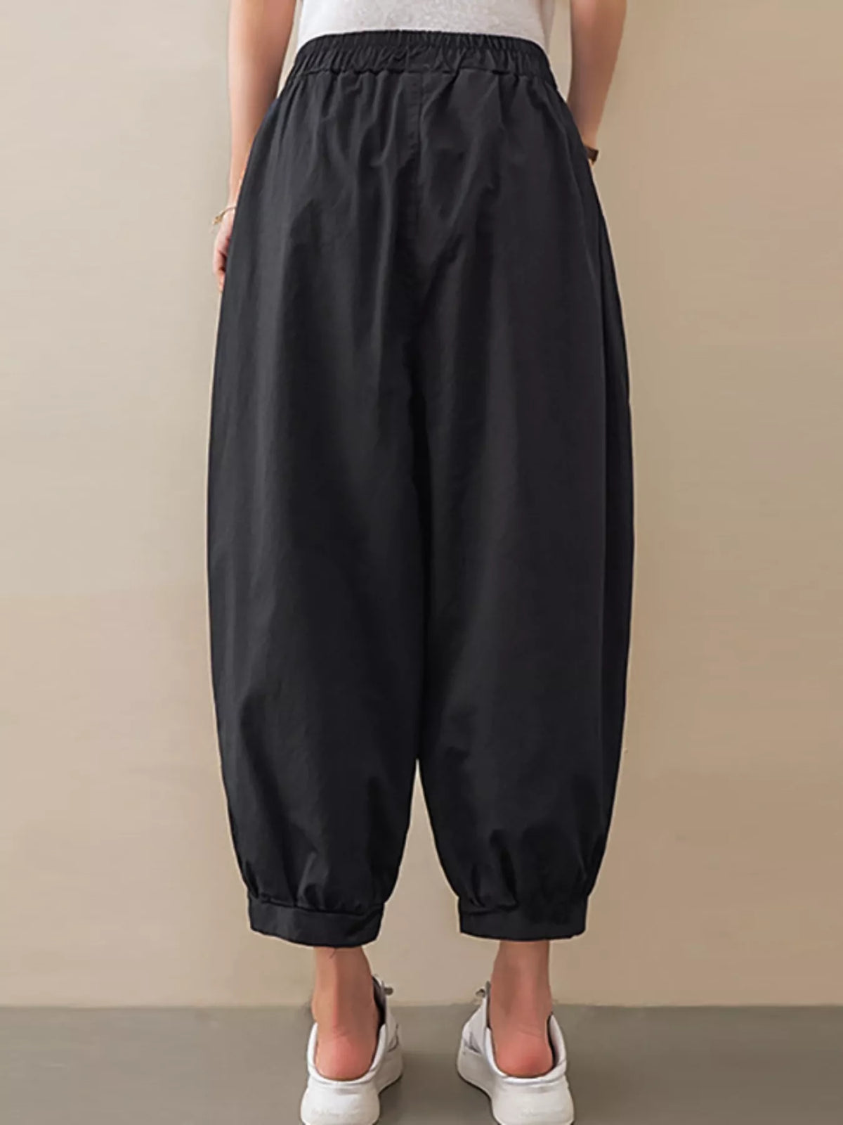 Loose Fit Elastic Waist Harem Pants