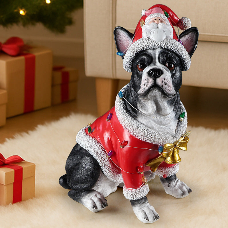 Christmas French Bulldog Statue