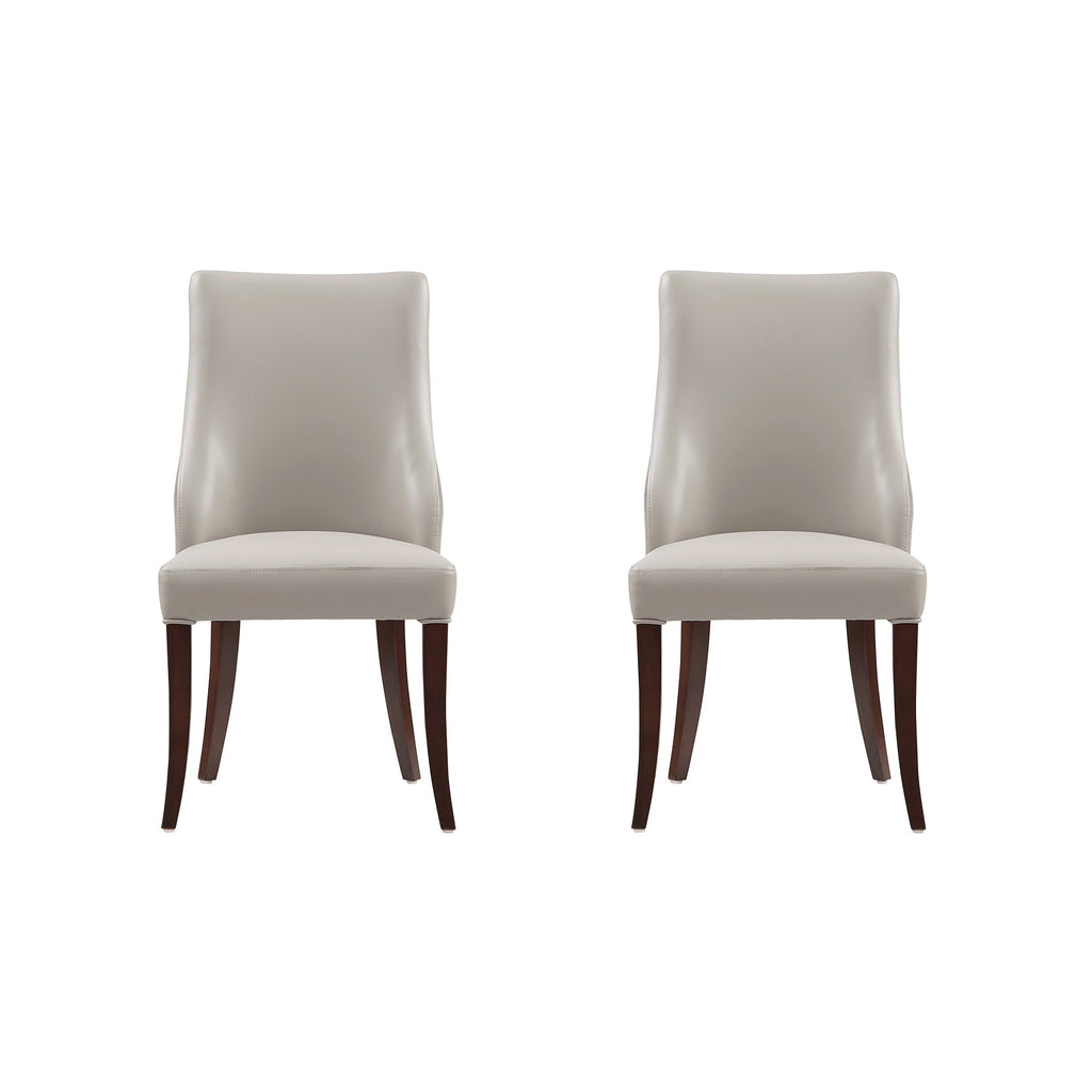Connie Wood Vegan Leather and Velvet Dining Chair