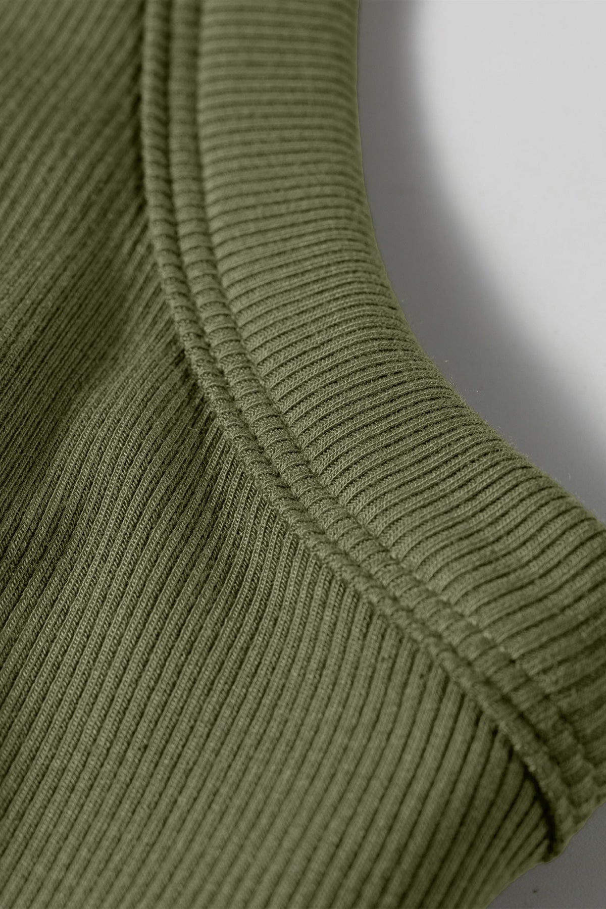 Dark Khaki Slim Ribbed Padded Tank Top