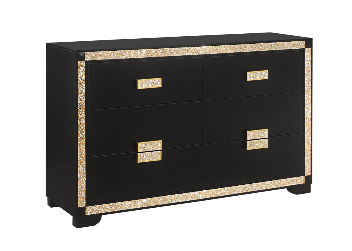 Lively Black/Gold Full Bedroom Set