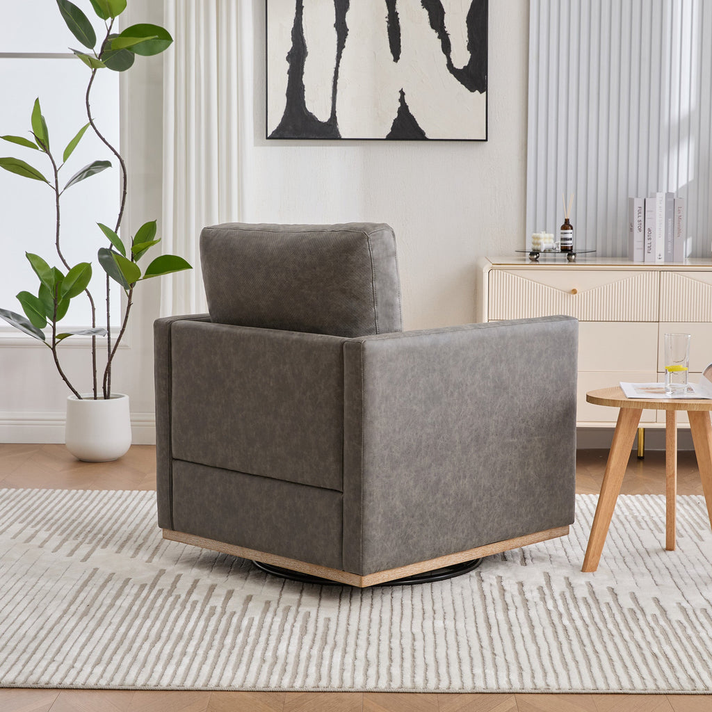 Gray Upholstered Square Swivel Accent Chair