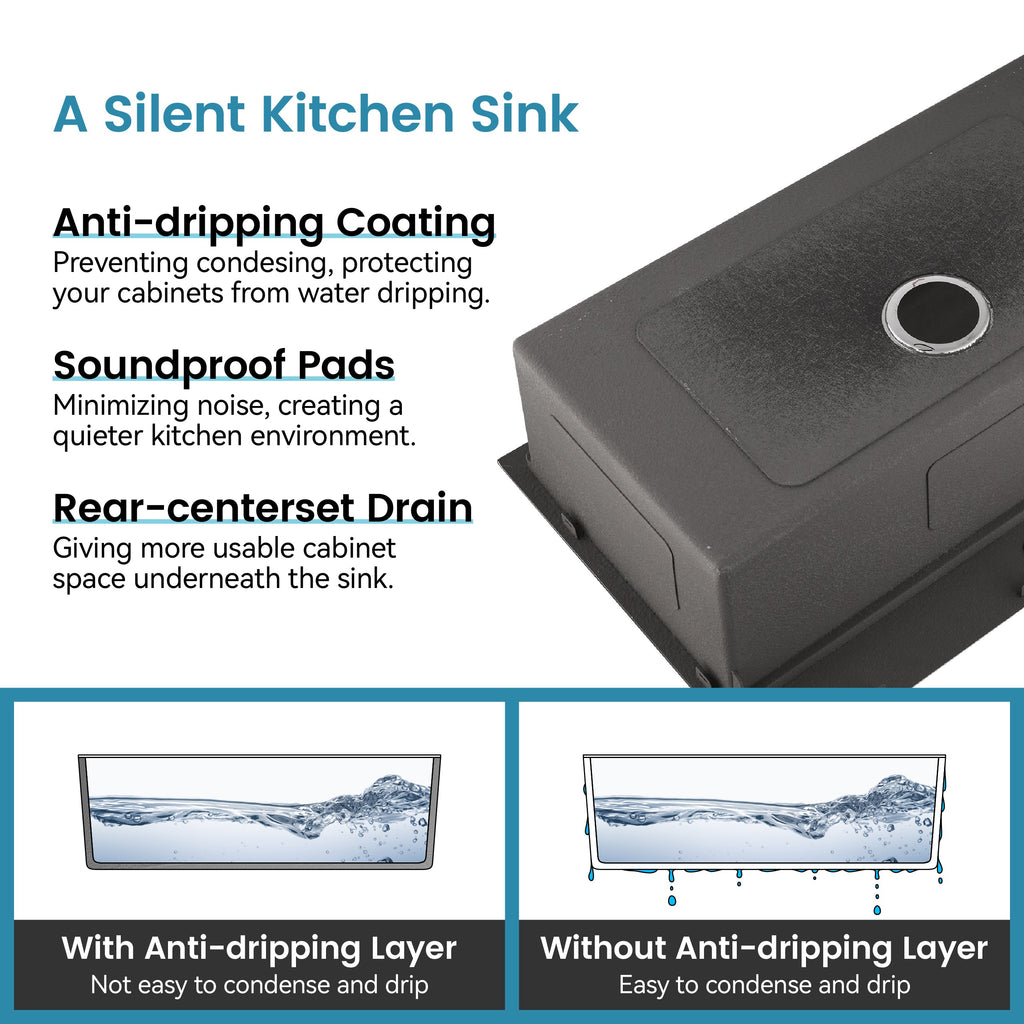 Stainless Steel Kitchen Sink, 30″x19″ Single Bowl