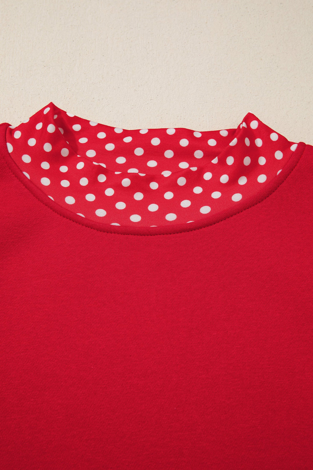 Plus Size Polka Dot Contrast Trim Mock Neck Sweatshirt