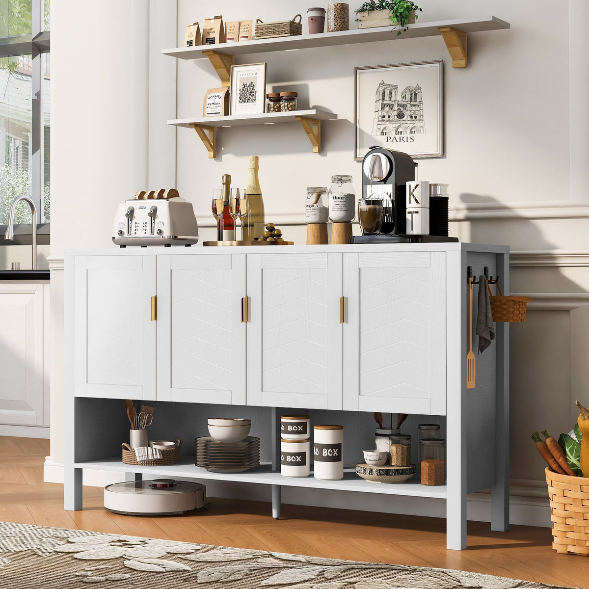 U Style 55.1" Storage Sideboard with 4 Doors