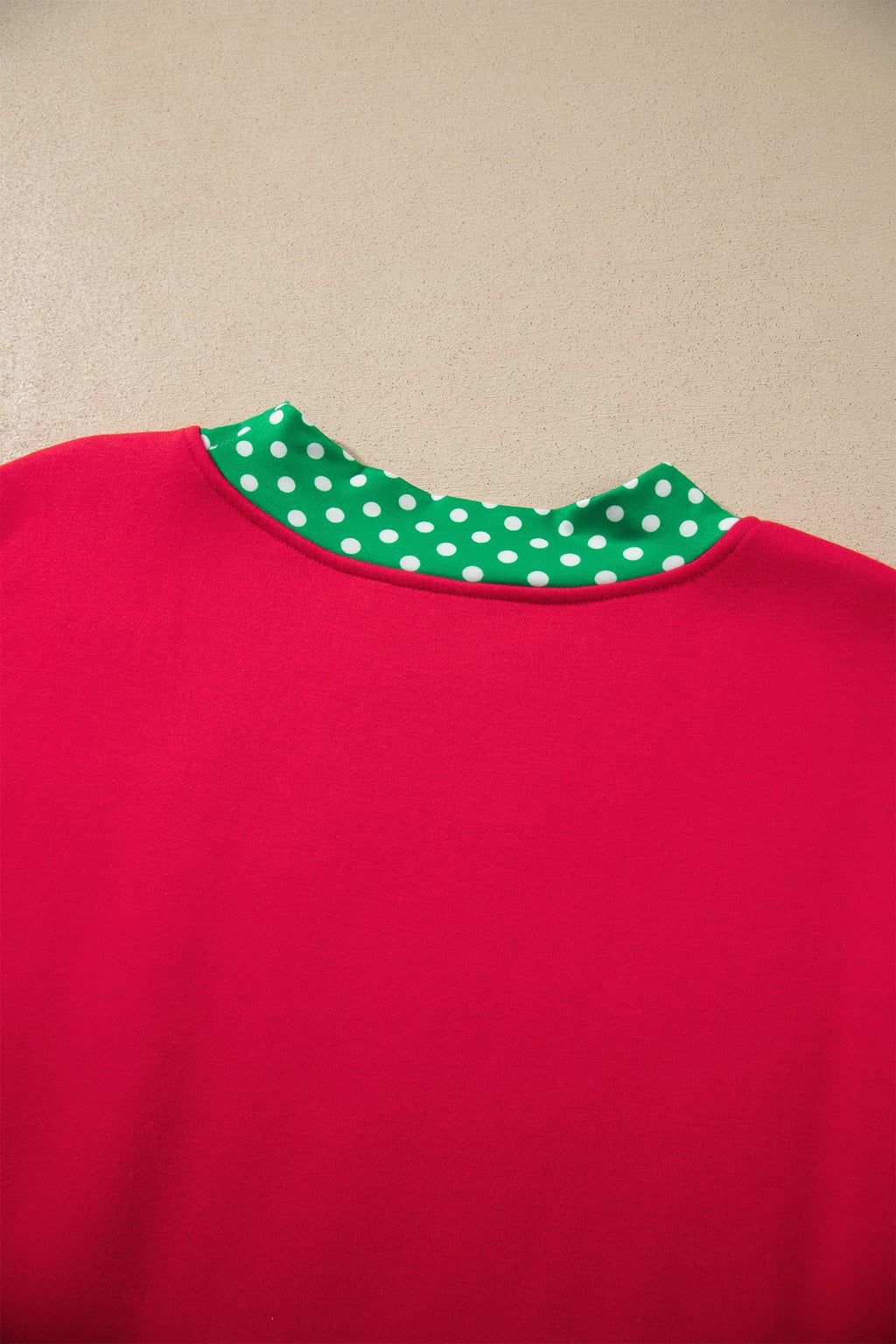 Brown Colorblock Polka Dot Contrast Trim Oversized Sweatshirt