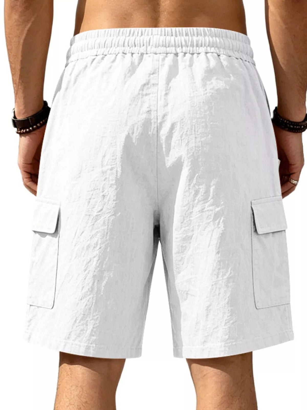 Men's Plus Size Casual Cargo Shorts with Drawstring Waist