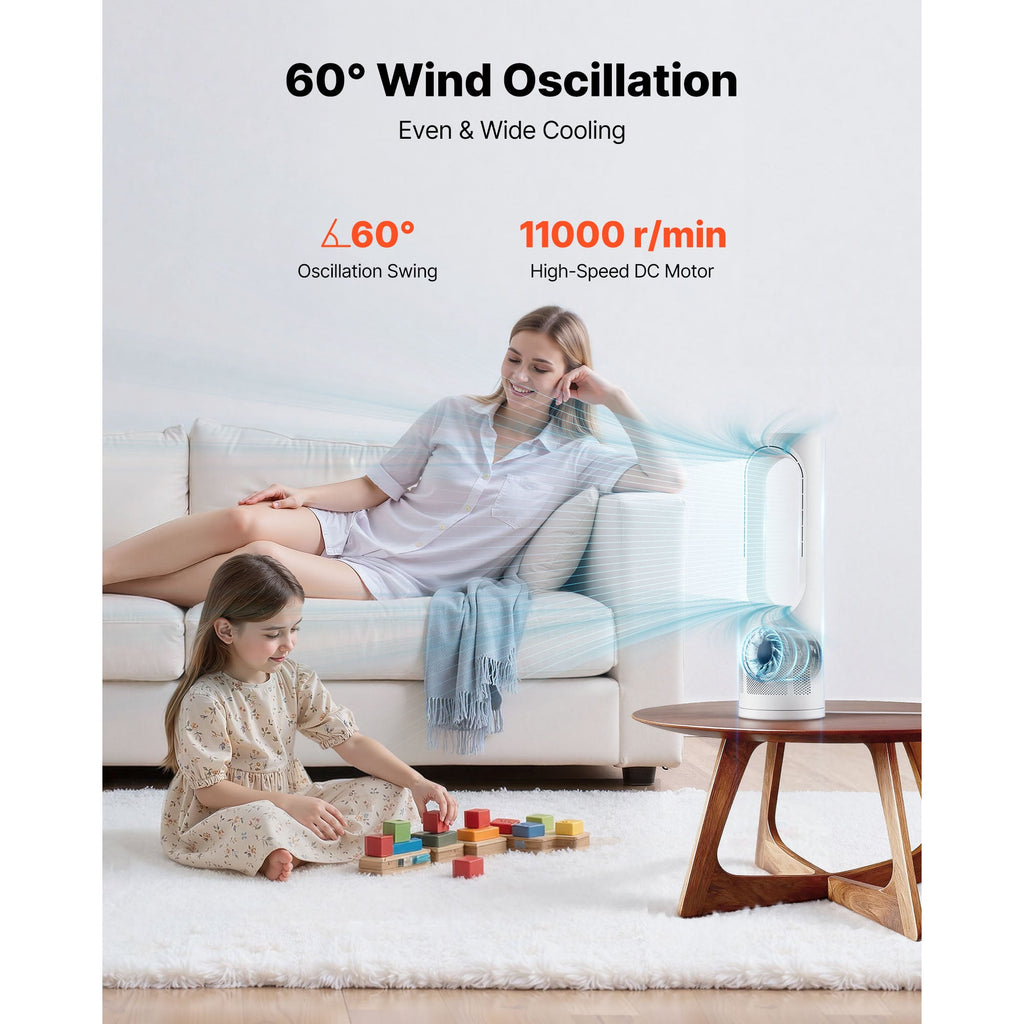 Bladeless Desk Fan - 17 Inch Office Table Fan