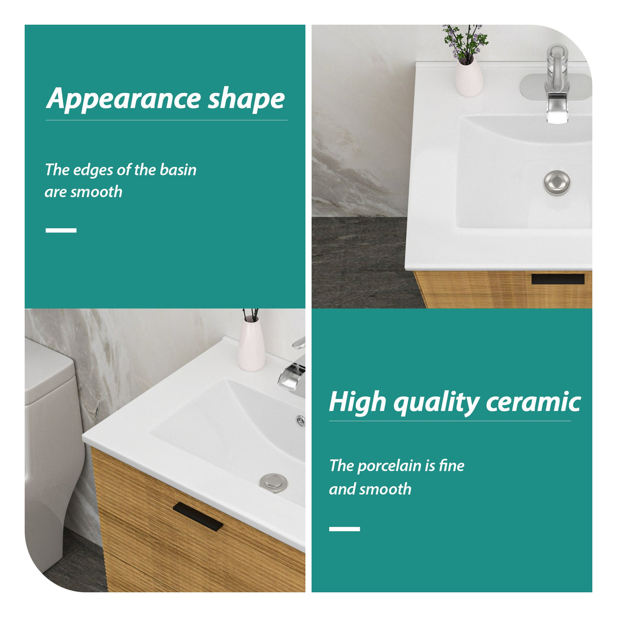 24"x18" White Rectangular Single Vanity Top