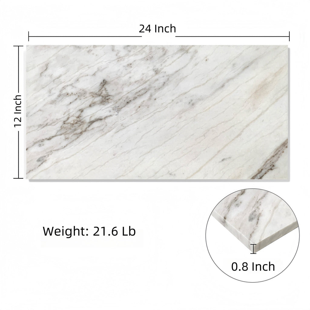 12x24 White Polished Marble Tile