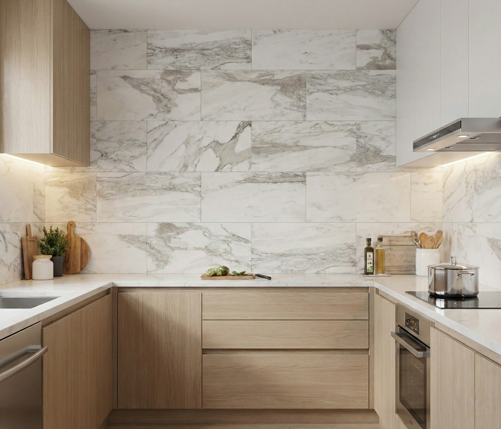 12x24 White Polished Marble Tile