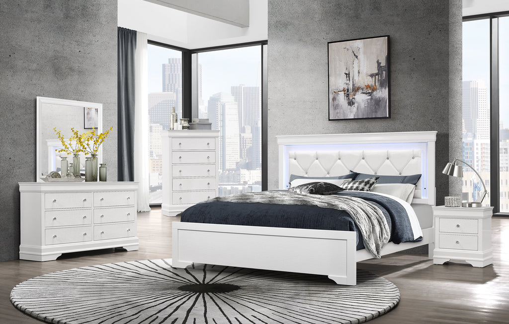 Shaker Bed with Tufted Headboard