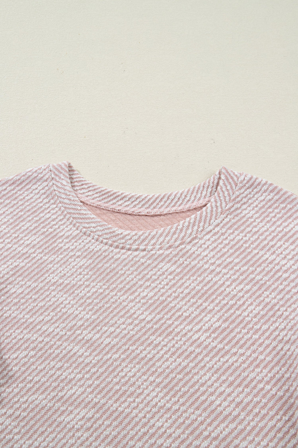 Stripe Twill Ruffle Lace Short Sleeve Blouse