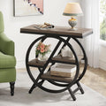 25.59" Industrial Narrow End Table with 3-Tier Storage Shelves