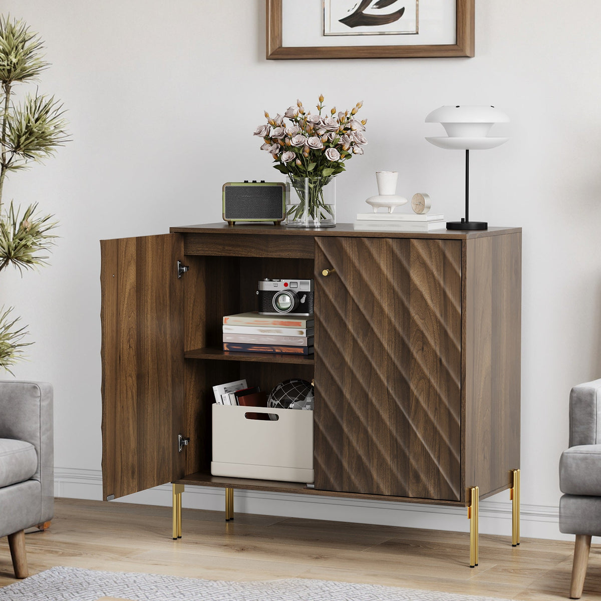 Mid-Century Modern Sideboard Buffet with Storage