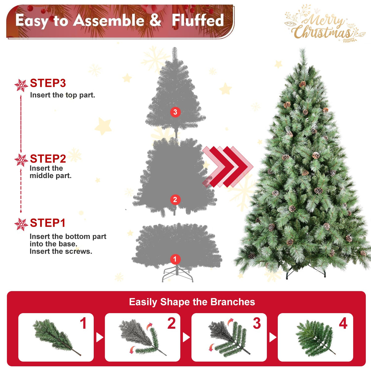 6FT Christmas Tree with 66 Pine Cones
