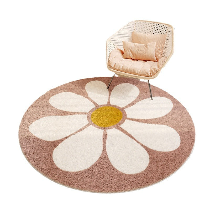 Cashmere-like Round Floor Mat Bedroom Cute Round Absorbent Non-slip Living Room