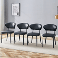 Black Minimalist Ergonomic Dining Chair - Set of 4