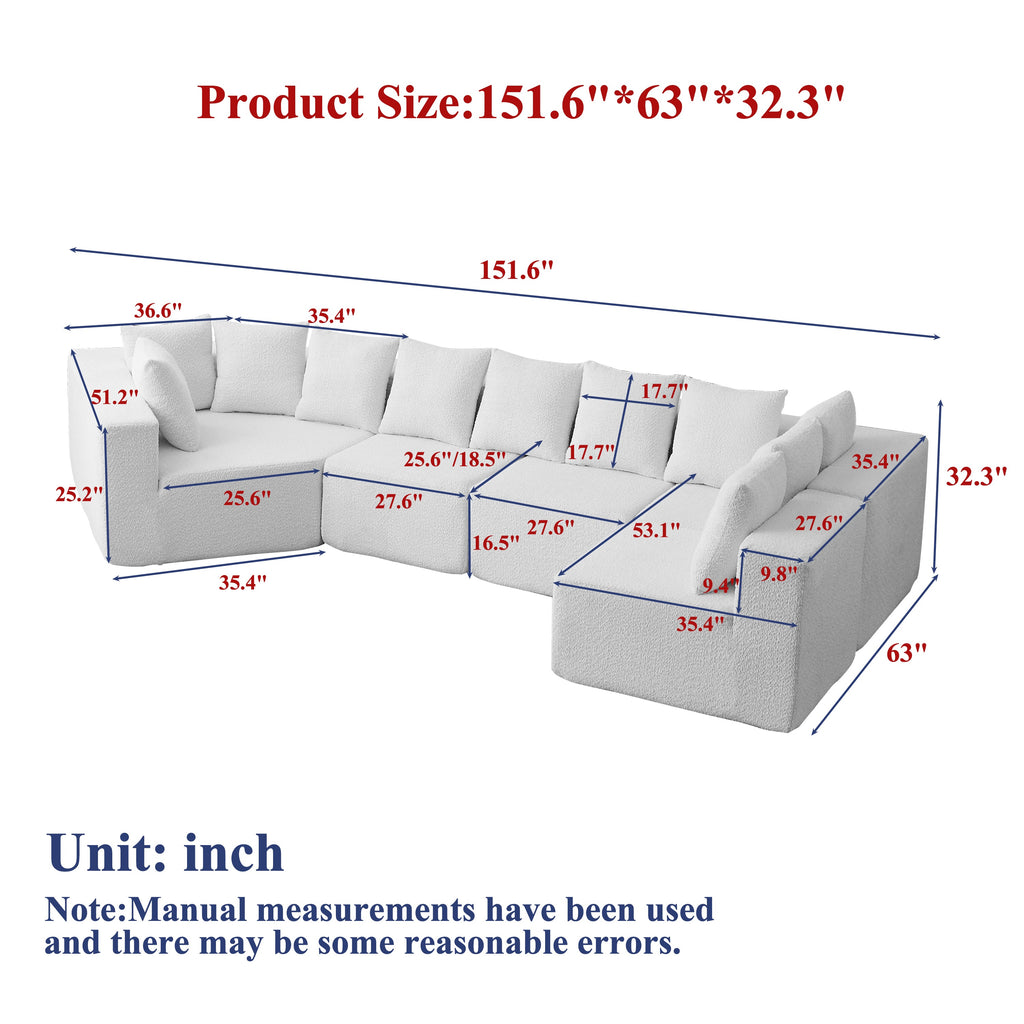 151.6-Inch Extra-Large L-Shaped Modular Sofa