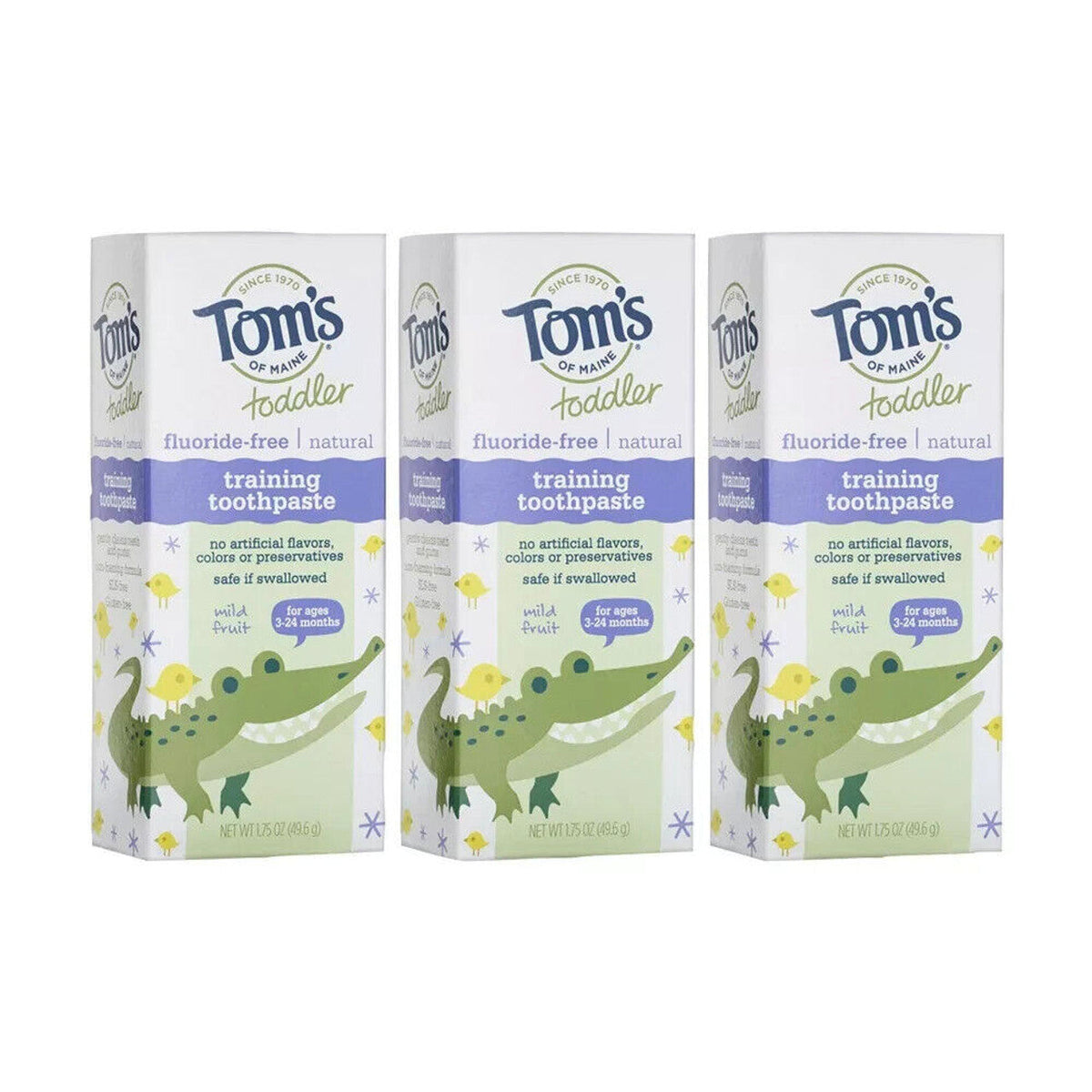 Tom's of Maine Toothpaste - Toddler Training - Natural - Fluoride Free - Mild Fruit - 1.75 Oz - Case 6