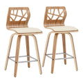 Folia Mid-Century Modern Counter Stool in Zebra Wood