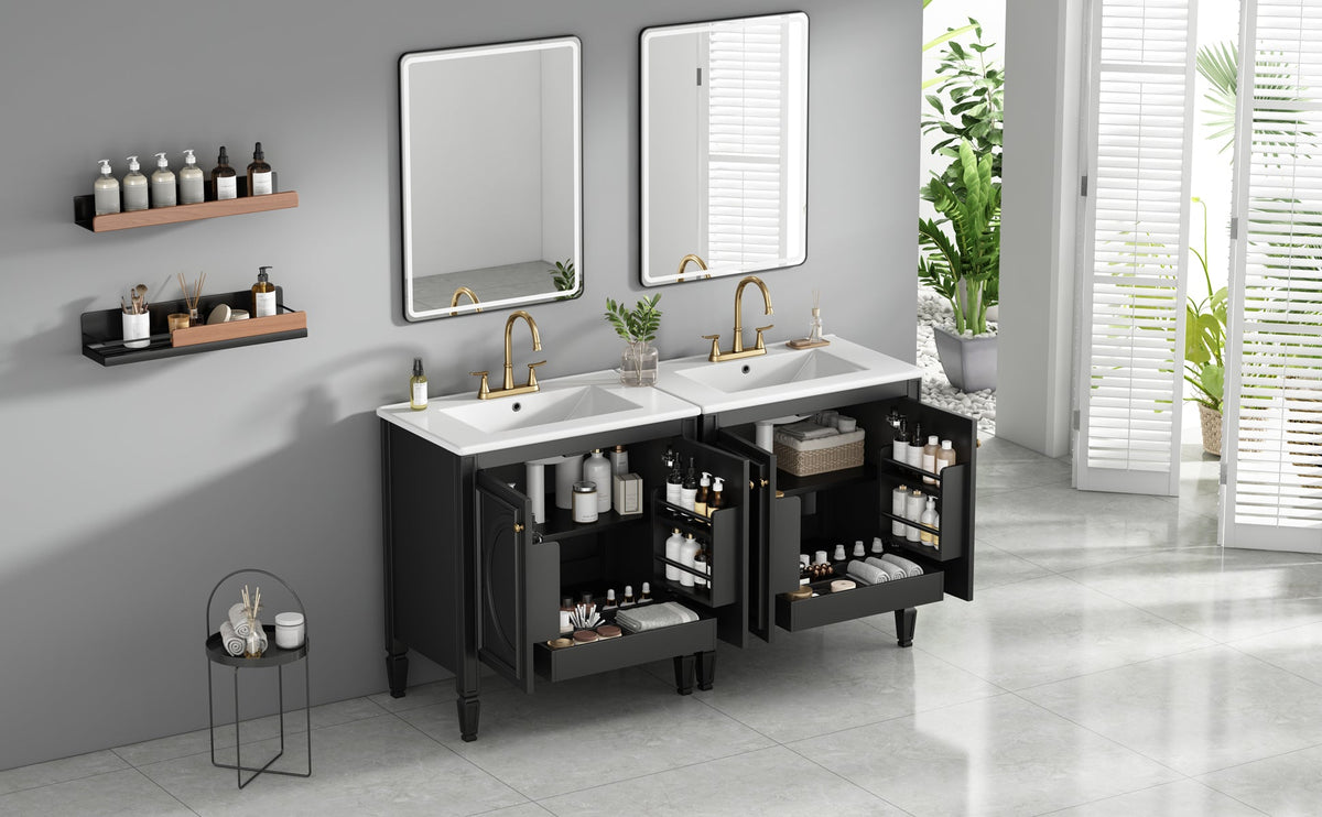60" Bathroom Vanity with Double Sink Combo Set