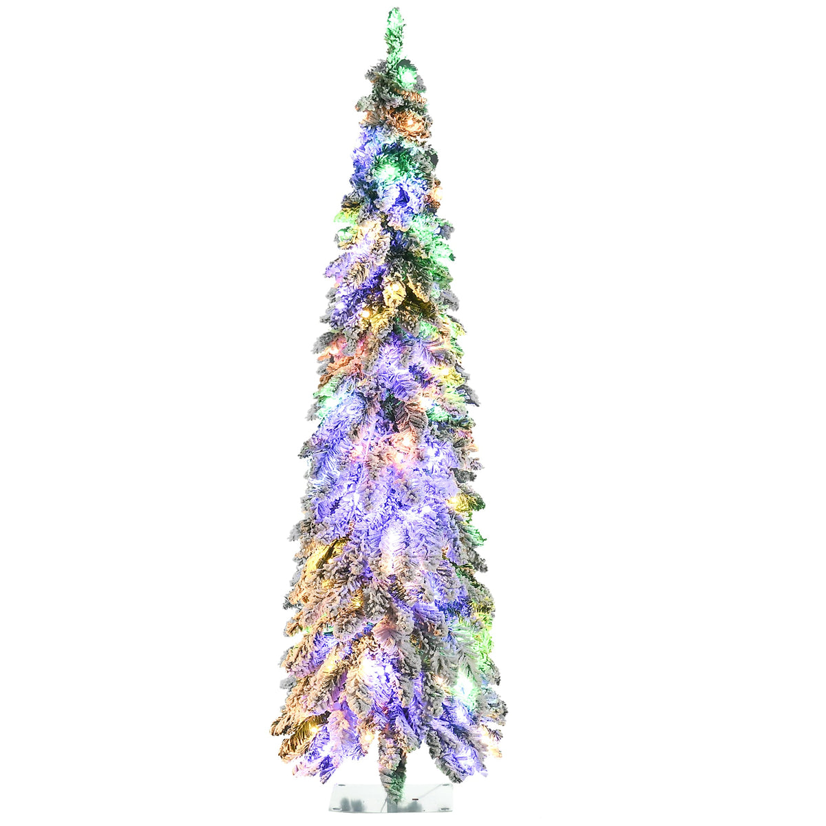 HOMCOM 6ft Tall Prelit Pencil Artificial Christmas Tree