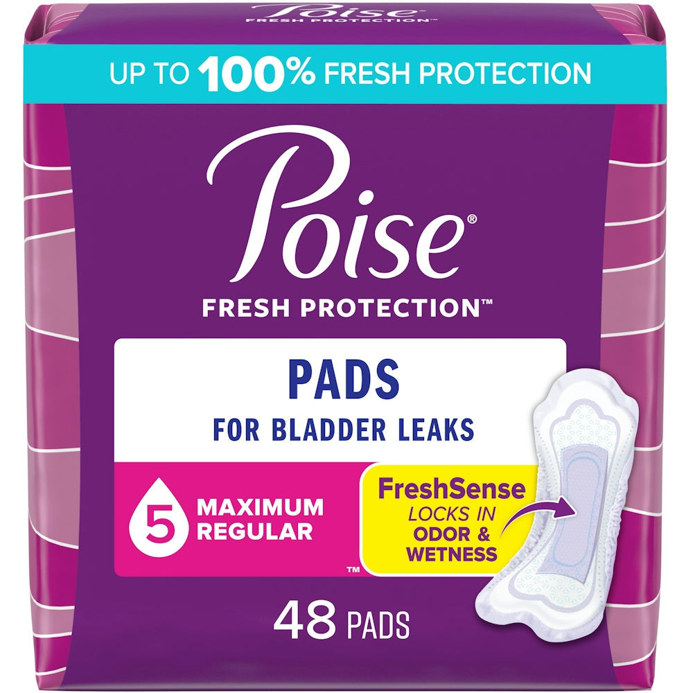 Poise® Fresh Protection® Maximum Absorbency Regular Pad, Size 5, 48-Pack