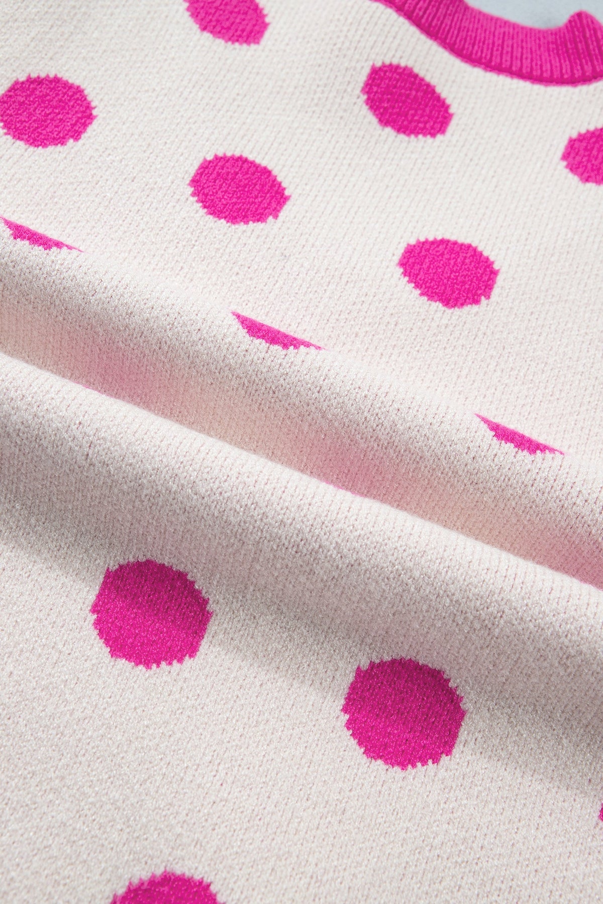 Polka Dot Puff Short Sleeve Sweater Top