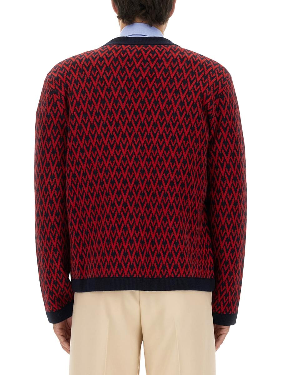 Valentino Men Cardigan With "Toute La V" Pattern