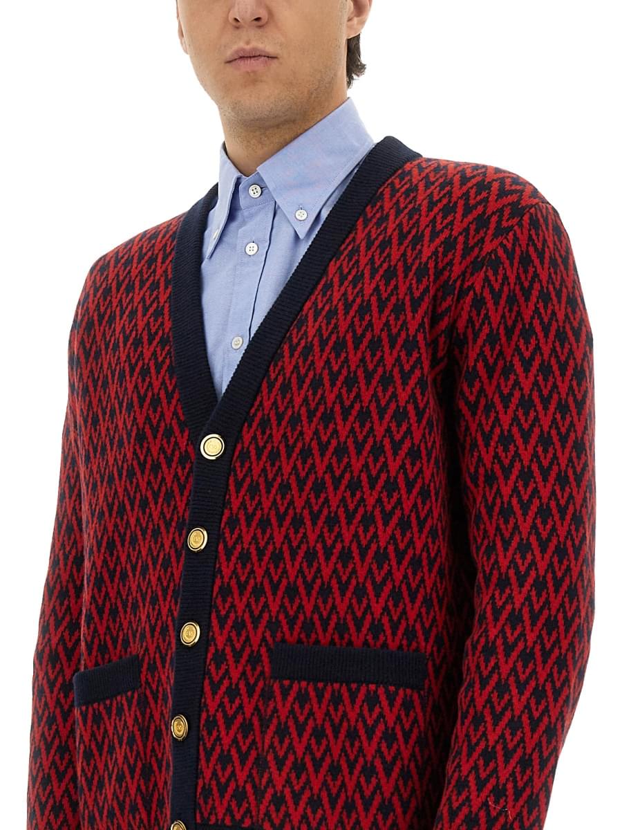 Valentino Men Cardigan With "Toute La V" Pattern