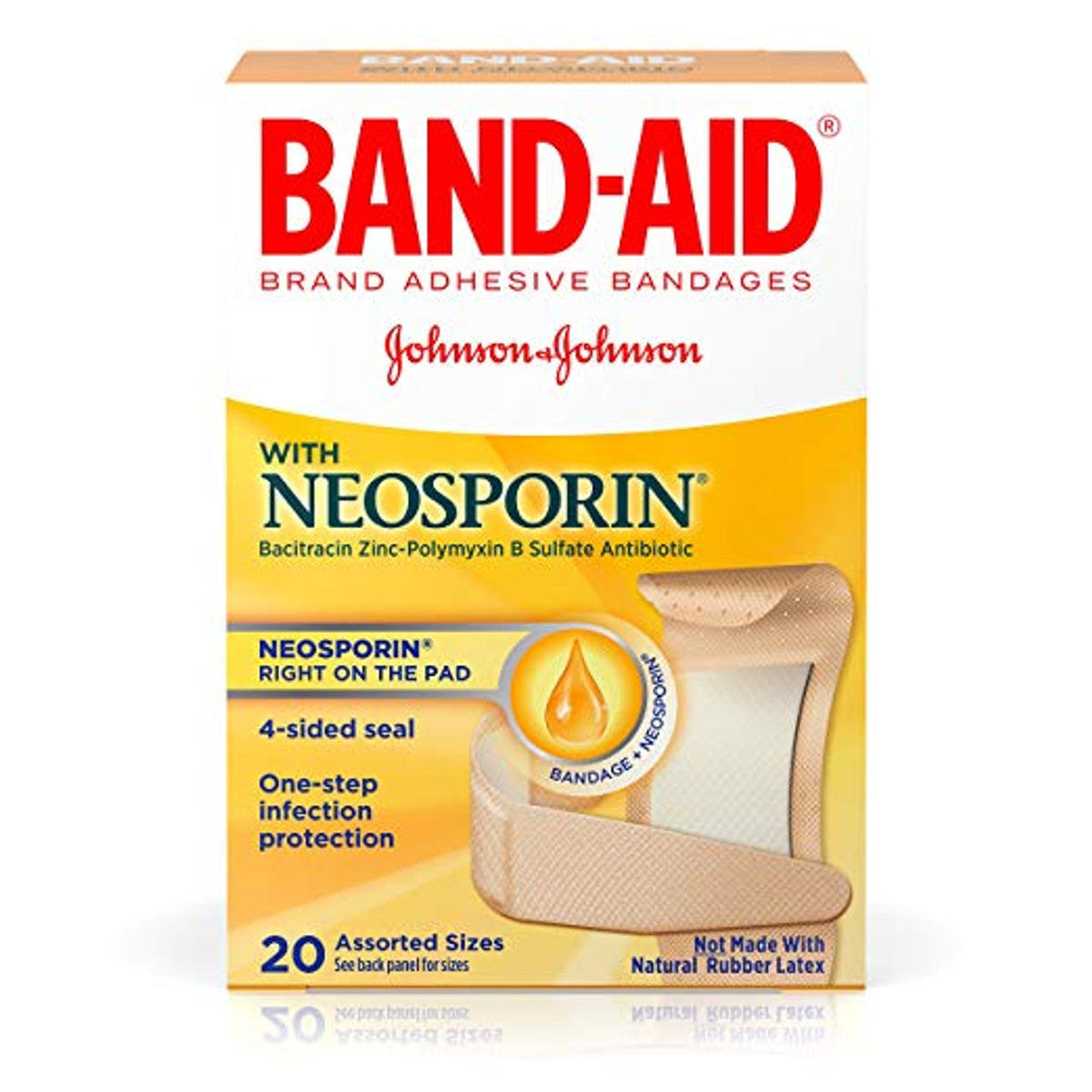 BAND-AID® Infection Defense™ with Neosporin® Antibiotic Adhesive Bandage, Assorted Sizes, 20-Pack
