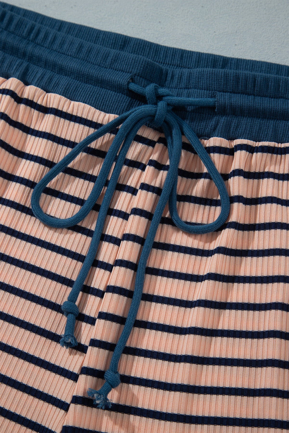 Pink Stripe Striped Colorblock V Neck Long Sleeve Plus Size Set