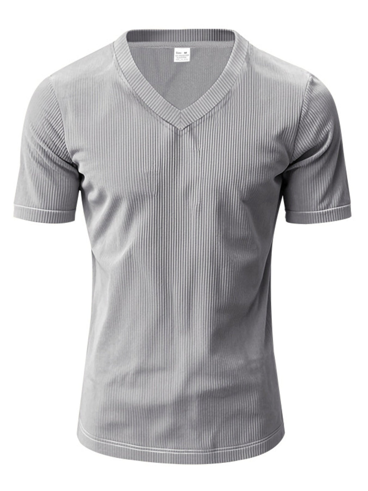 Men's Full Size Ribbed V-Neck T-Shirt Plus Size