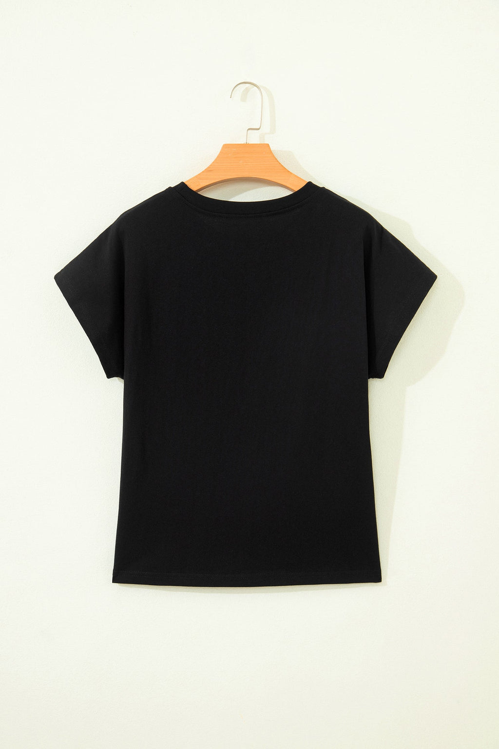 Black Leopard Bow Embroidered Cotton Round Neck T Shirt