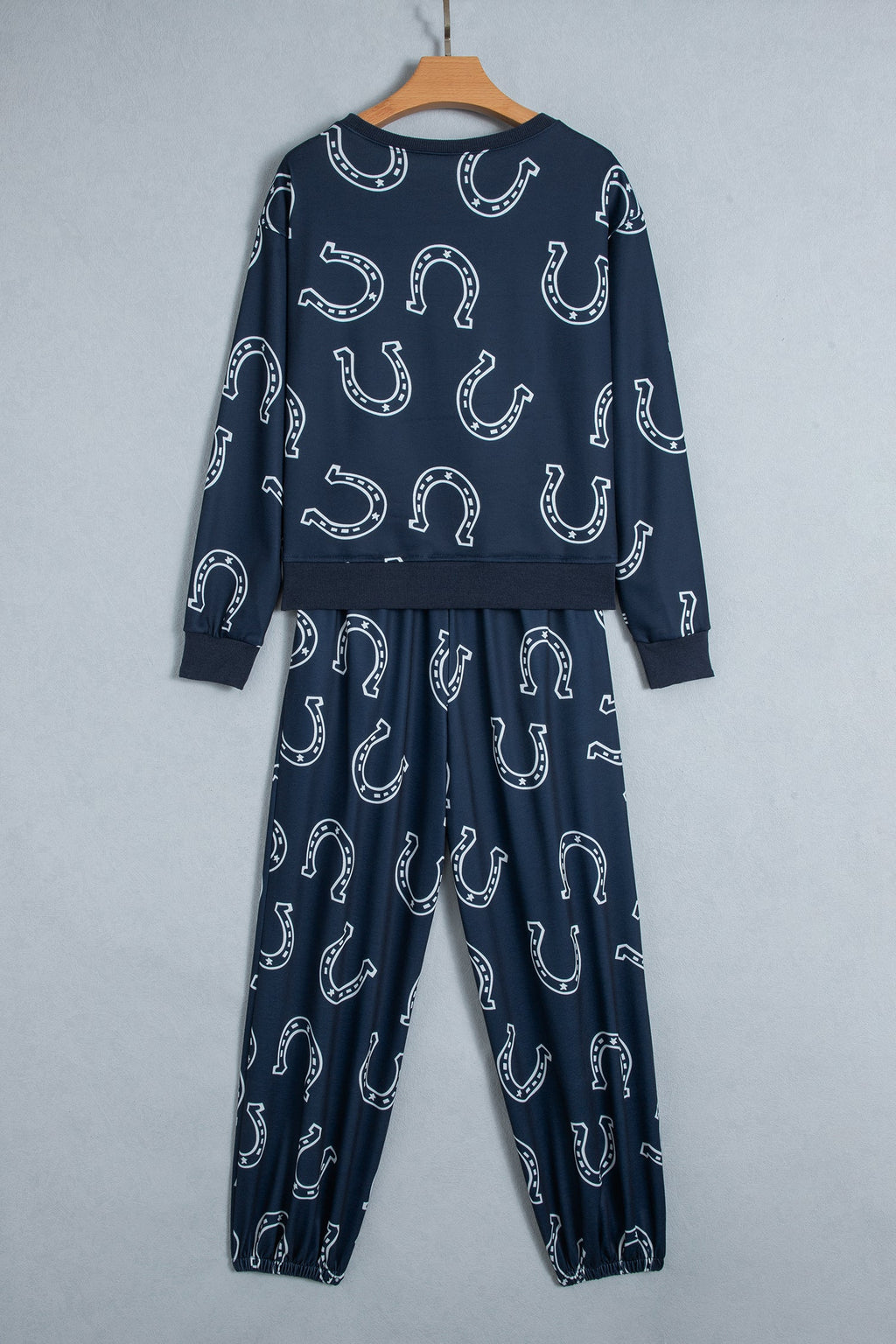 Brown Western Print Elastic Waist Pocket 2pcs Pant Set