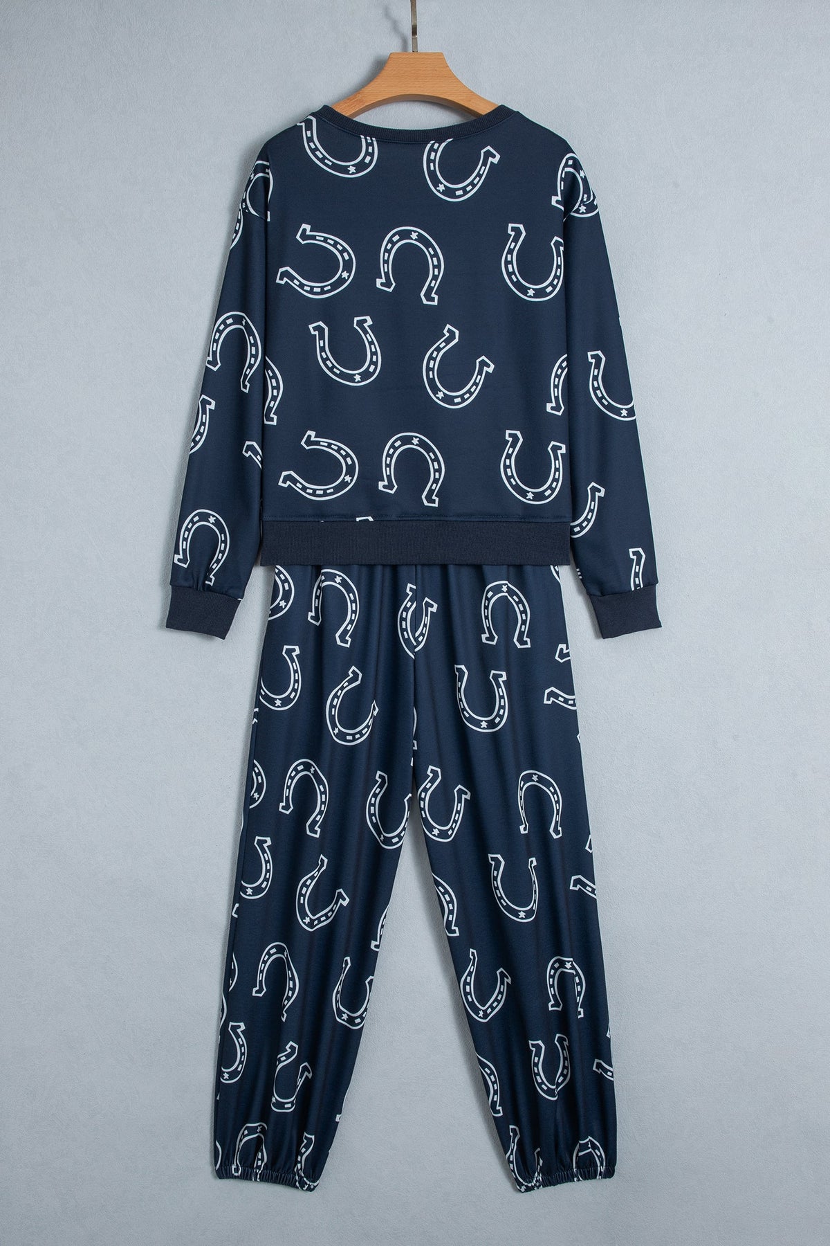 Brown Western Print Elastic Waist Pocket 2pcs Pant Set