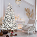 8FT Flocked Christmas Tree with 700 UL Lights and 54 Pine Cones