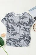 Camo Short Sleeve Round Neck T-Shirt