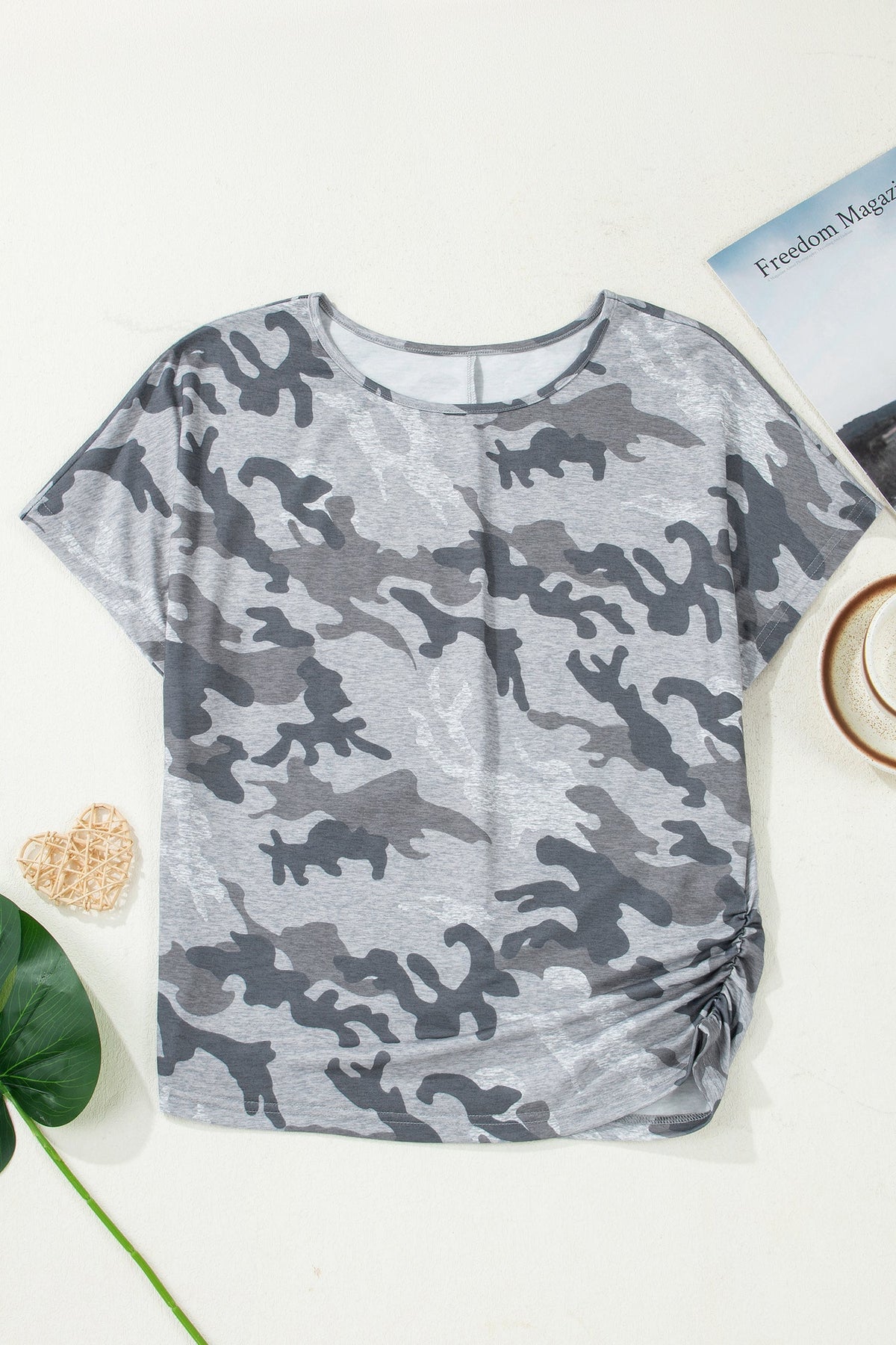 Camo Short Sleeve Round Neck T-Shirt