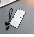 Compatible with Apple , Love Dot Mobile Phone Case With Lanyard Glass Case