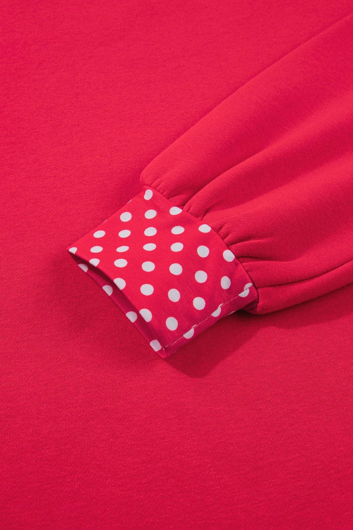 Brown Colorblock Polka Dot Contrast Trim Oversized Sweatshirt