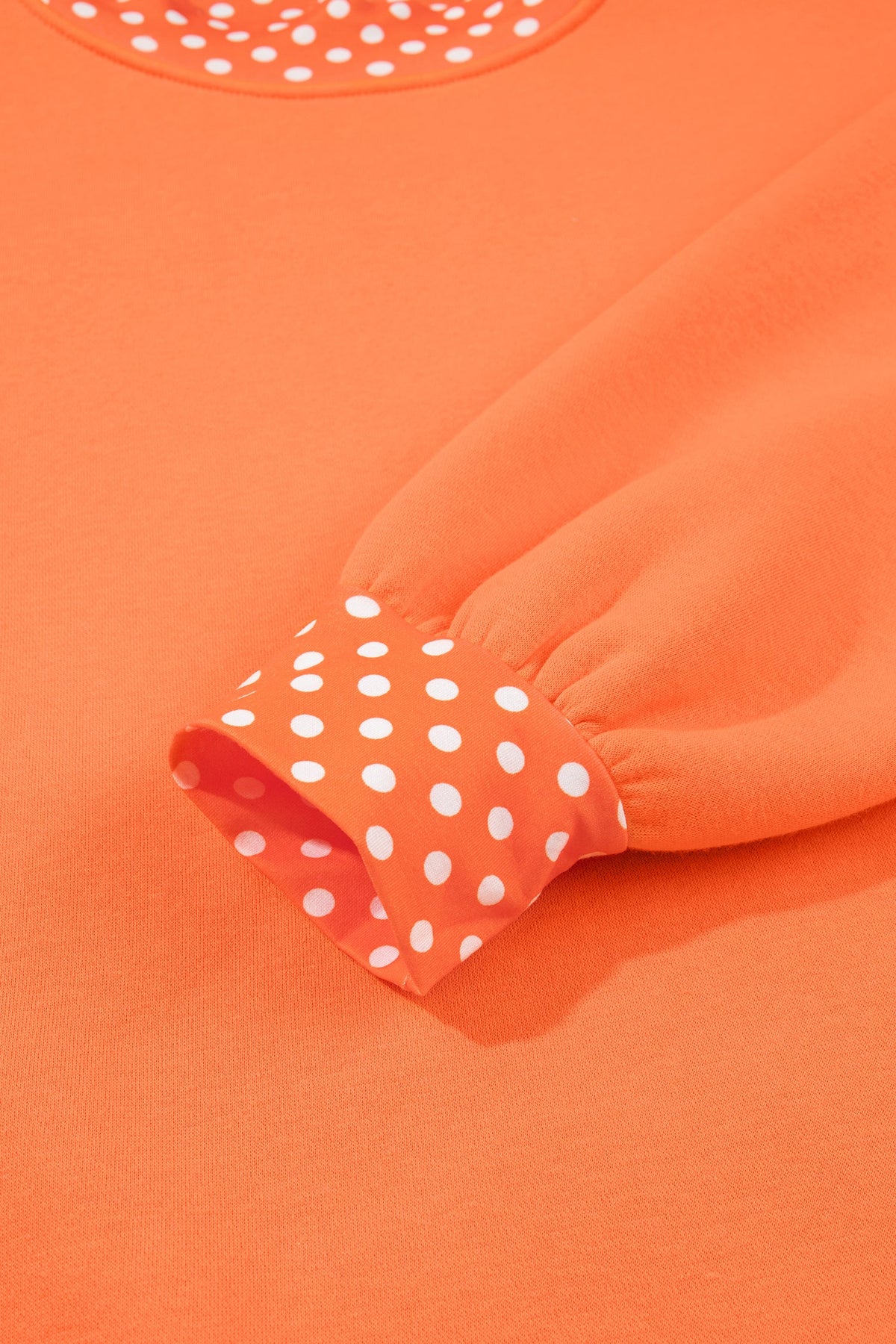 Brown Colorblock Polka Dot Contrast Trim Oversized Sweatshirt