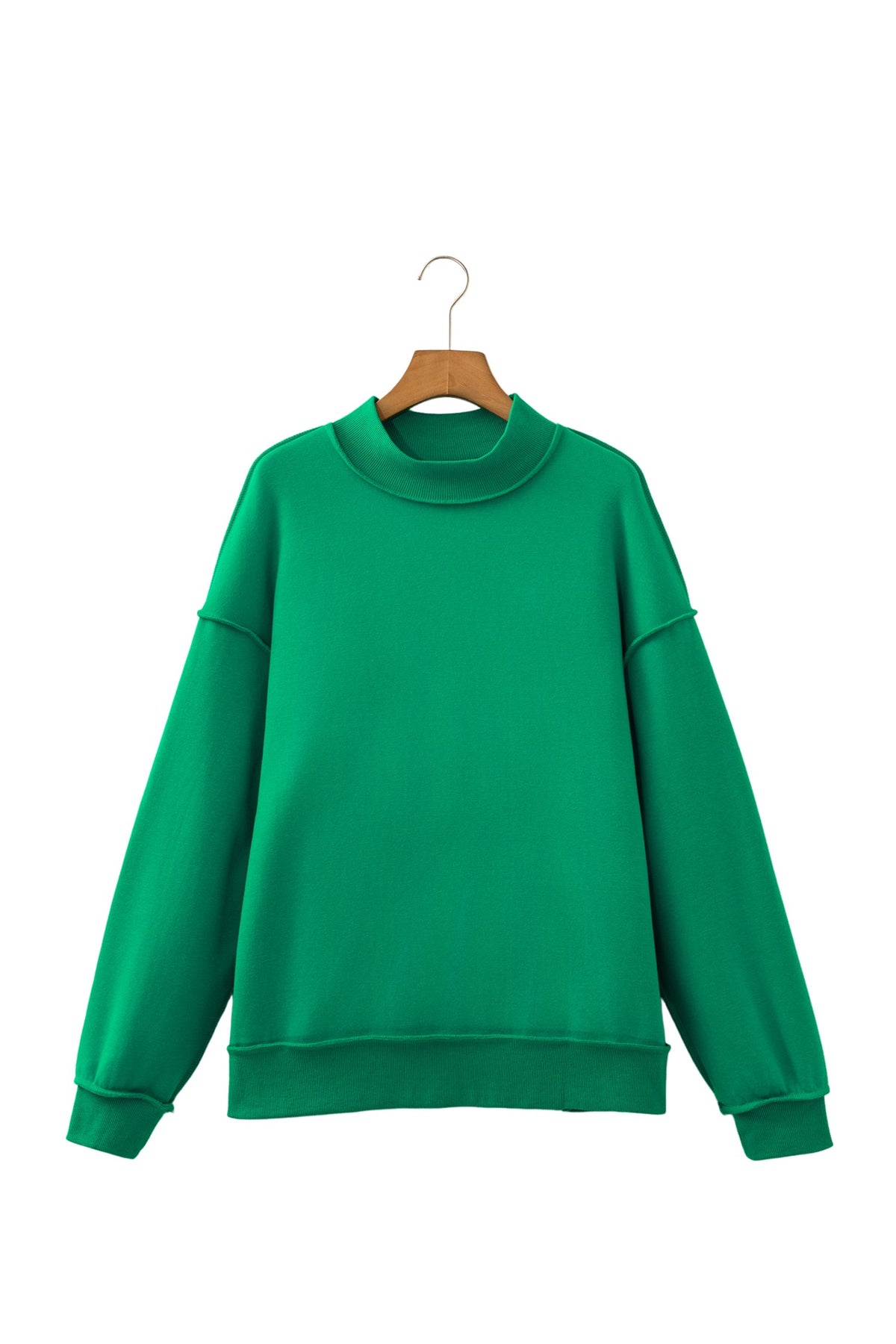 Light Pink Oversize Drop Shoulder Reversible Mock Neck Sweatshirt