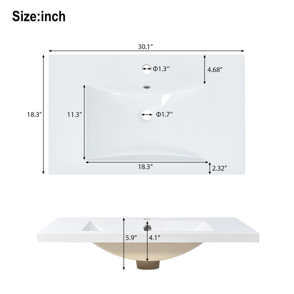 30" Bathroom Vanity Set with Sink, Combo Cabinet, Bathroom Storage Cabinet