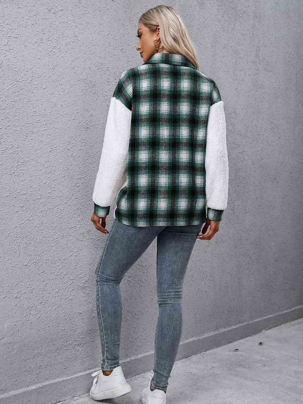 Timeless Modern Plaid Collared Neck Button Down Jacket Casual Simple Jacket For Women Classic Jacket