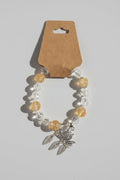 Boho Yellow Bead Lotus Charm Bracelet